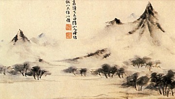 Nieblas de Shitao en la montaña 1707 tinta china antigua Pinturas al óleo